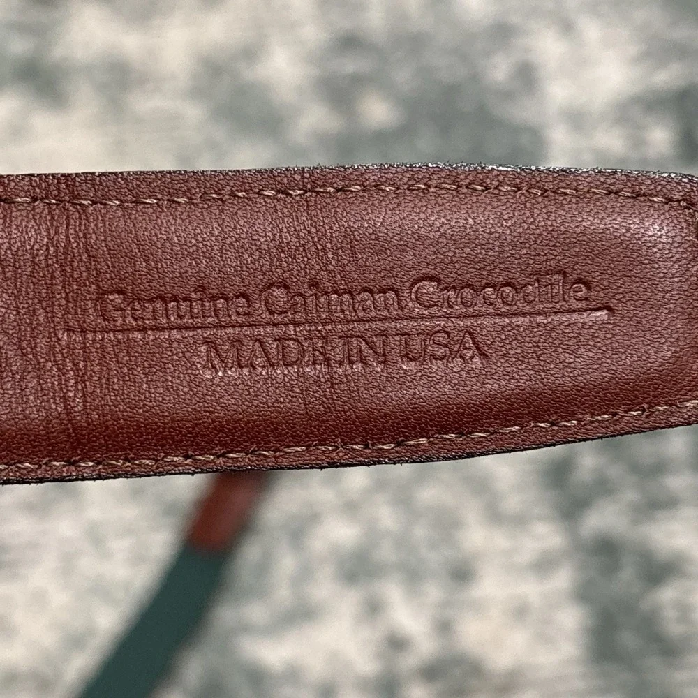 Vintage Genuine‎ Crocodile Belt Stretch Green Woven Size 42 Made In USA